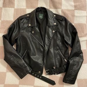 Faux leather moto jacket